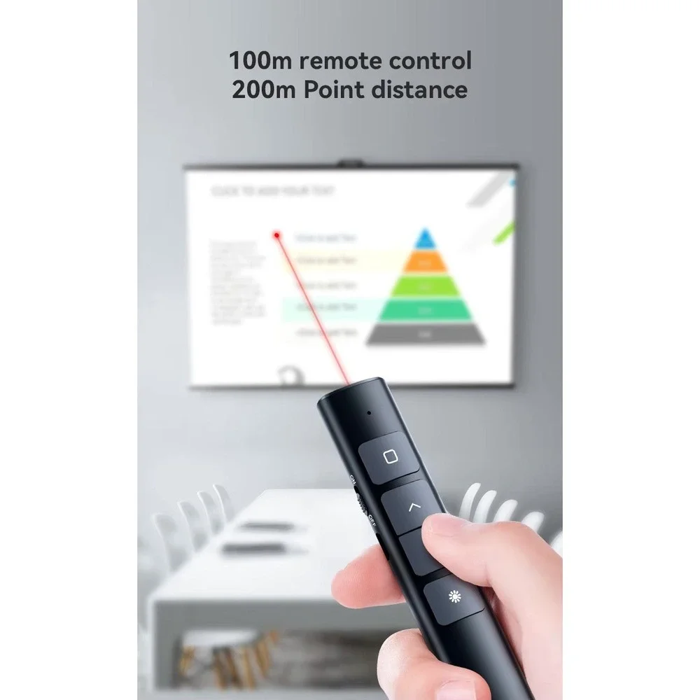2.4 GHz Wireless Presenter with Red Pointer RF Remote Control Rechargeable Green